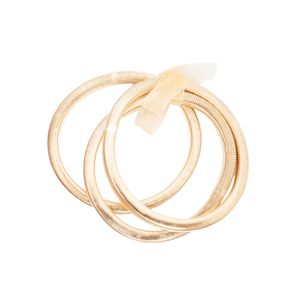 Set of 3 Metallic Coil Bracelets with Sheer Ribbon Bow - Mardi Gras Apparel - St. Patrick’s Day, , - Bracelets