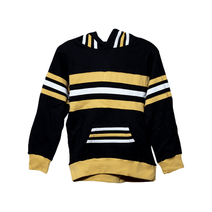 Youth Black & Gold Striped Hoodie - Mardi Gras Apparel - Black & Gold, Unisex, - Hoodie