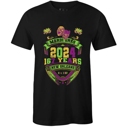 Adult Mardi Gras Vintage 2024 Tee - shirt - Mardi Gras Apparel - 100% Cotton, 3 for 10, Adult - Tee - Shirt