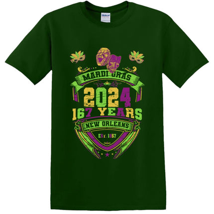 Adult Mardi Gras Vintage 2024 Tee - shirt - Mardi Gras Apparel - 100% Cotton, 3 for 10, Adult - Tee - Shirt