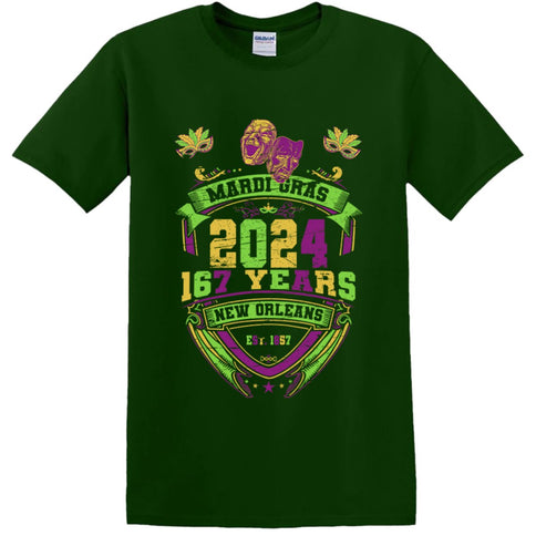 Adult Mardi Gras Vintage 2024 Tee - shirt - Mardi Gras Apparel - 100% Cotton, 3 for 10, Adult - Tee - Shirt