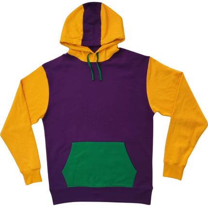 Adult Unisex Mardi Gras 3 Color Hoodie With Pocket - Mardi Gras Apparel - Adult, Adult Unisex, Gold - Hoodie Long Sleeve Sweatshirt