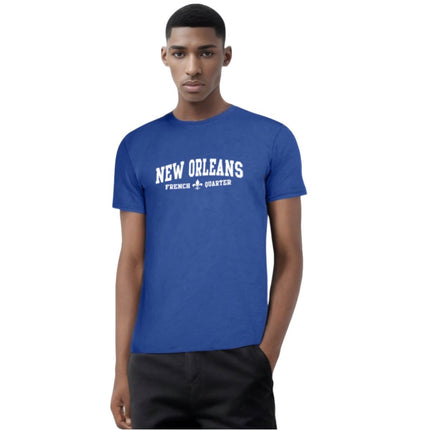 Classic Blue New Orleans French Quarter Souvenir T-Shirt - Mardi Gras Apparel - Adult, Blue, Unisex - 