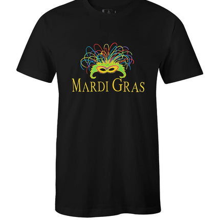 Embroidered Mardi Gras New Orleans Black Mask T-Shirt - Mardi Gras Apparel - Adult, Adult Unisex, Black - 