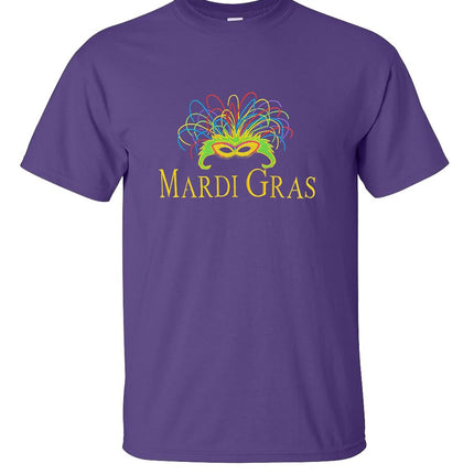 Embroidered Mardi Gras New Orleans Purple Mask T-Shirt - Mardi Gras Apparel - Adult, Adult Unisex, Embroidered Shirts - 