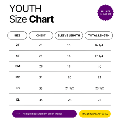 Kids Unisex 3 Panel Long Sleeve Mardi Gras Rugby Polo White - Mardi Gras Apparel - 100% Cotton, Button Up, Children - Long Sleeve Rugby Polo