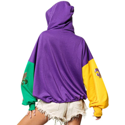 Mardi Gras Fleur De Lis Hoodie - Mardi Gras Apparel - Adult, Fleur de Lis, Gold - Hoodie Long Sleeve Sweatshirt