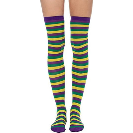 Mardi Gras Striped Knee High Stocking - Mardi Gras Apparel - Accessories, Socks, - 