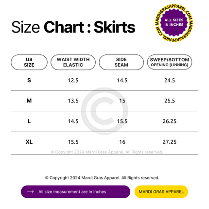 Mardi Gras Tiered Tinsel Fringe Skirt - Mardi Gras Apparel - Adult, Gold, Green - 