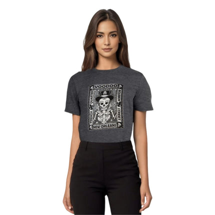 New Orleans Voodoo Magic Dark Heather T-Shirt - Mardi Gras Apparel - Adult, Dark Heather, New Orleans - 
