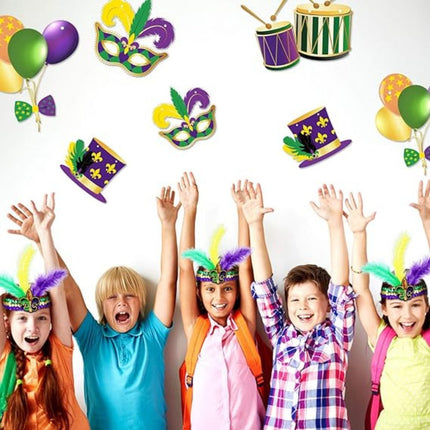 Sequined Fleur - de - Lis Headband - Mardi Gras Apparel - Accessories, Gold, Green - 